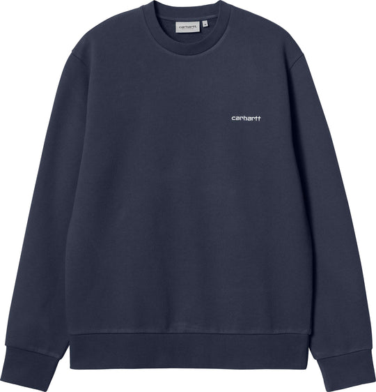  Carhartt Wip Felpa Script Embroidery Sweat Air Force Blue White Uomo