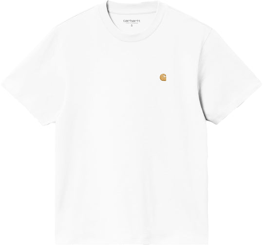  Carhartt Wip T-shirt W S/s Chase Tee White Gold Donna Bianco