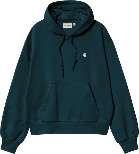  Carhartt Wip Felpa W Hooded Casey Sweatshirt Duck Blue Silver Donna