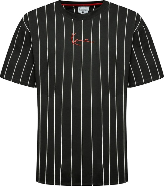  Karl Kani T-shirt Small Signature Pinstripe Tee Black White Uomo