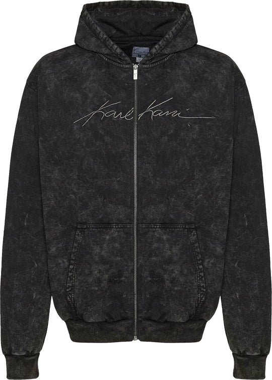  Karl Kani Felpa Autograph Heavy Os Zip Hoodie Black Uomo