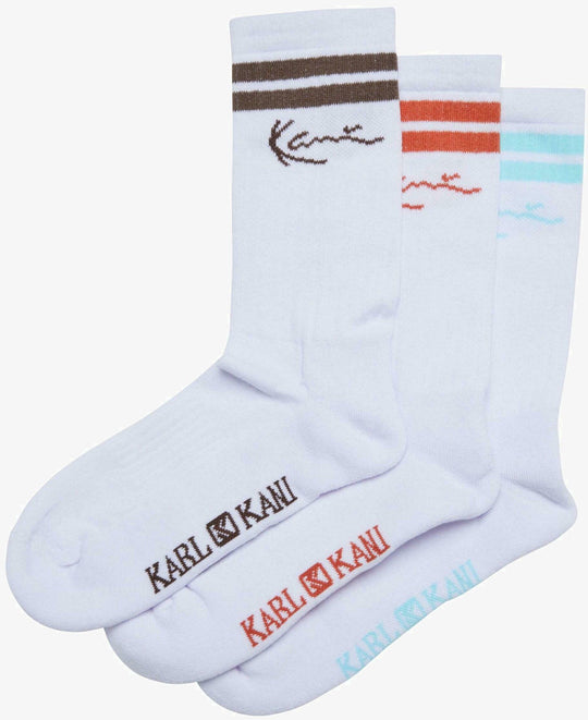 Karl Kani Calze Signature Striped 3 Pack Socks Black Red Light Blue Uomo