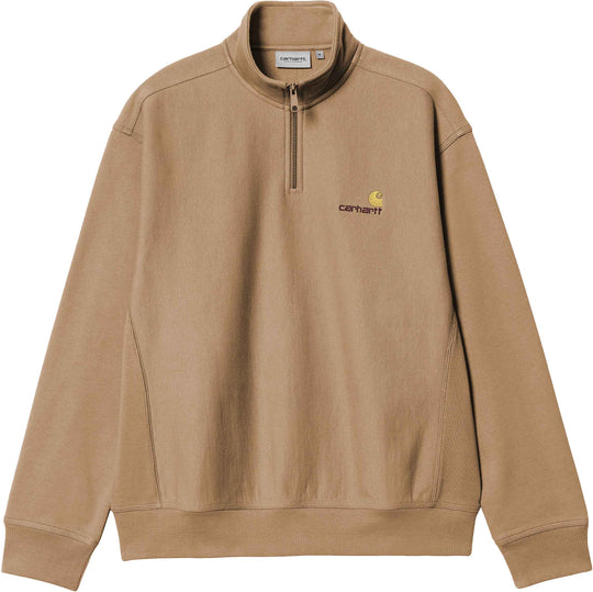  Carhartt Wip Felpa Half Zip American Script Sweat Penaut Uomo Peanut