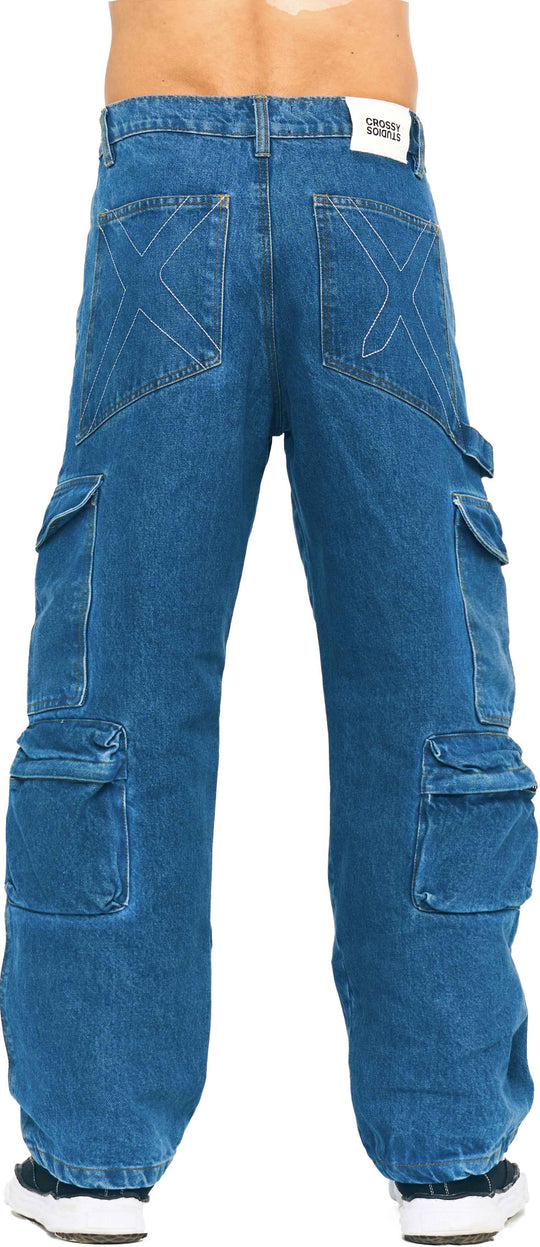  Crossy Studios Jeans Multipockets Cargo Jeans Pants Blue Uomo