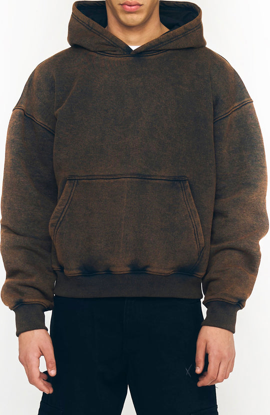  Crossy Studios Felpa Brutalist Hoodie Washed Brown Uomo