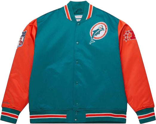  Mitchell & Ness Giacca Nfl Primetime Heavyweight Jacket Miami Dolphins Teal Mitchell E Ness Uomo