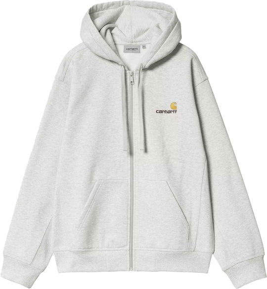  Carhartt Wip Felpa Hooded American Script Jacket Ash Heather Uomo Ashheather