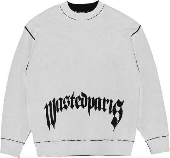  Wasted Paris Maglione Pitcher Reverse Sweater White Black Uomo Whiteblack