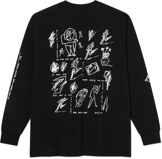  Polar Skate Co. T-shirt Sad At Times Ls Black Uomo Nero