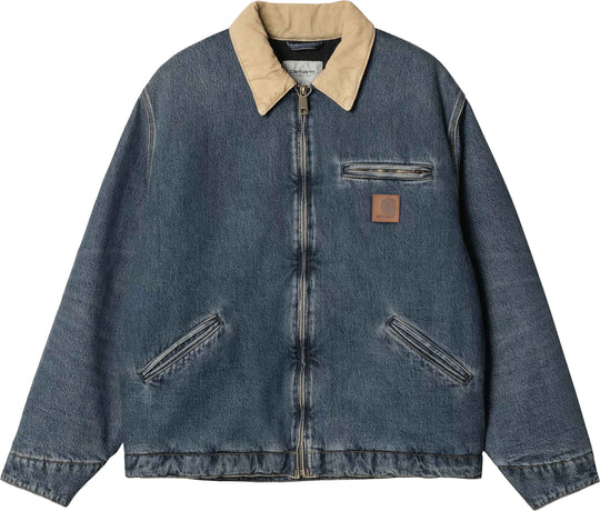  Carhartt Wip Giacca Og Detroit Jacket Blue Dusty H Brown Worn Used Uomo Bluedusty