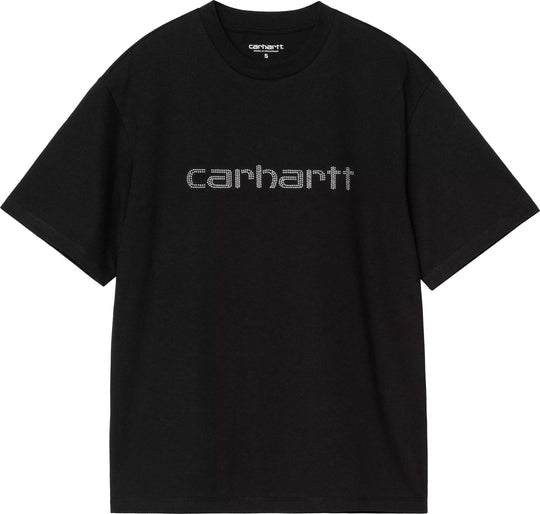  Carhartt Wip T-shirt W Ss Rivet Script T-shirt Black Silver Donna