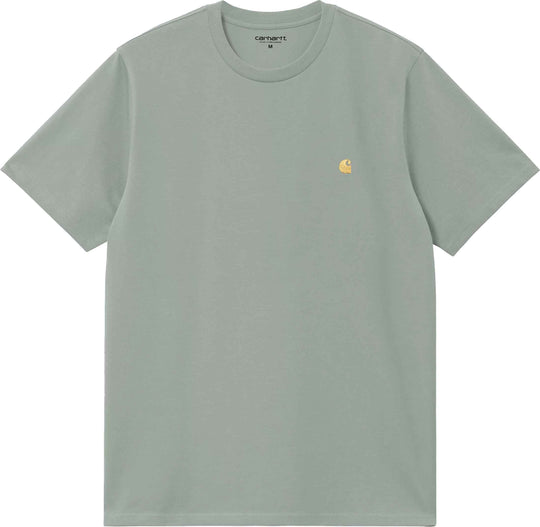  Carhartt Wip T-shirt Ss Chase T-shirt Frosted Green Gold Uomo Frostedgreen