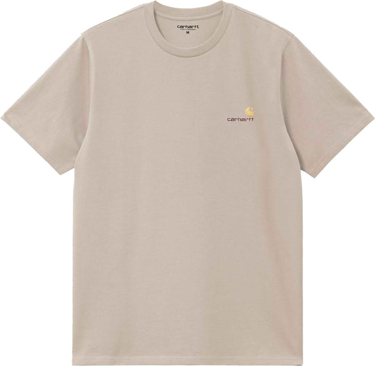  Carhartt Wip T-shirt Ss American Script T-shirt Fleur De Sel Uomo Fleurdesel