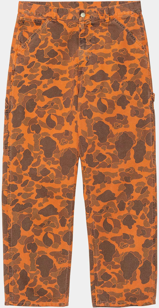  Carhartt Wip Pantalone Duck Single Knee Pant Camo Duck Green Tumeric Garment Dyed Uomo Greentumeric