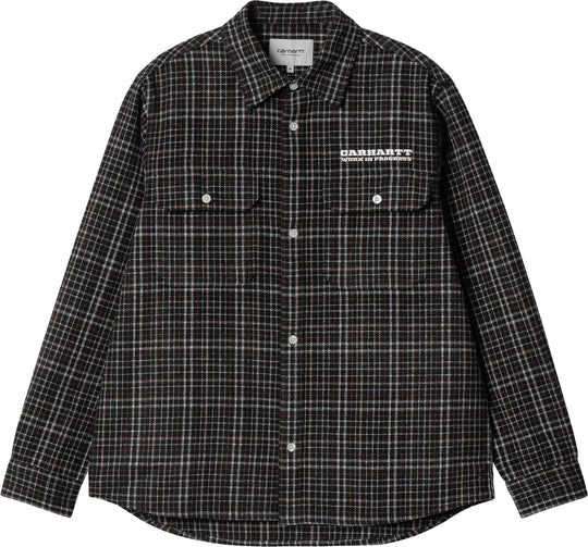  Carhartt Wip Ls Runaway Millett Shirt Check Black Wax Uomo Blackwax