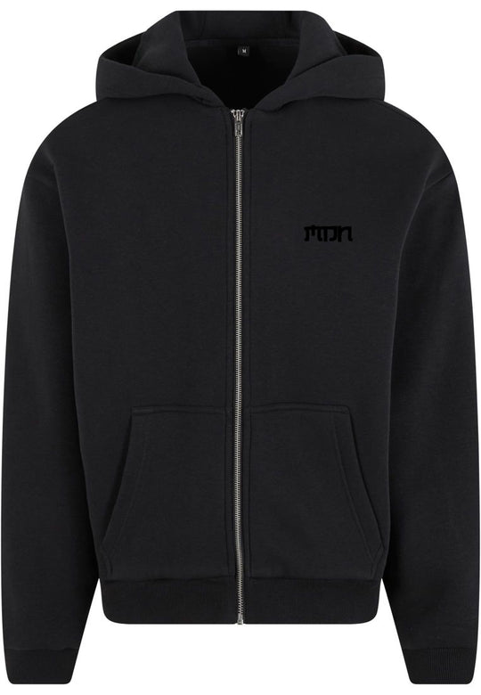  Mdn Felpa Japan Logo Ebroided Tonal Zip Hooded Black Black Uomo