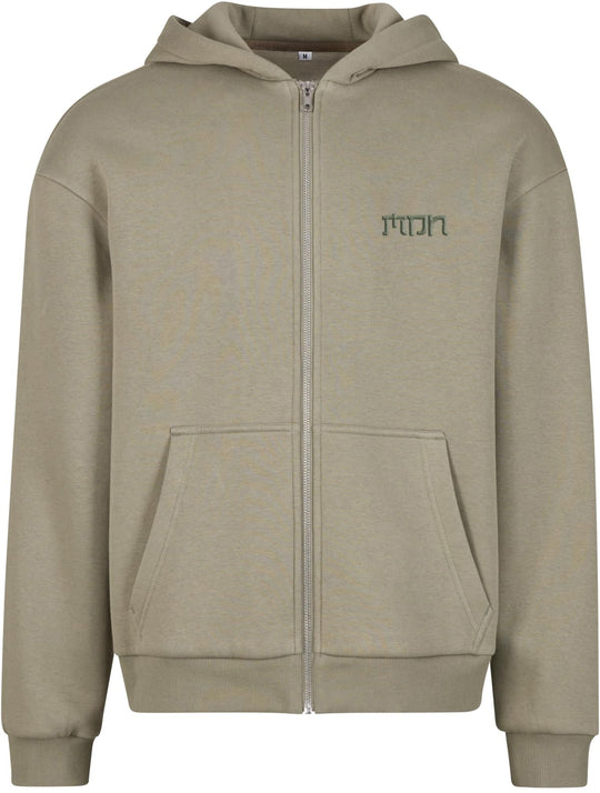  Mdn Felpa Japan Logo Ebroided Tonal Zip Hooded Sage Green Uomo