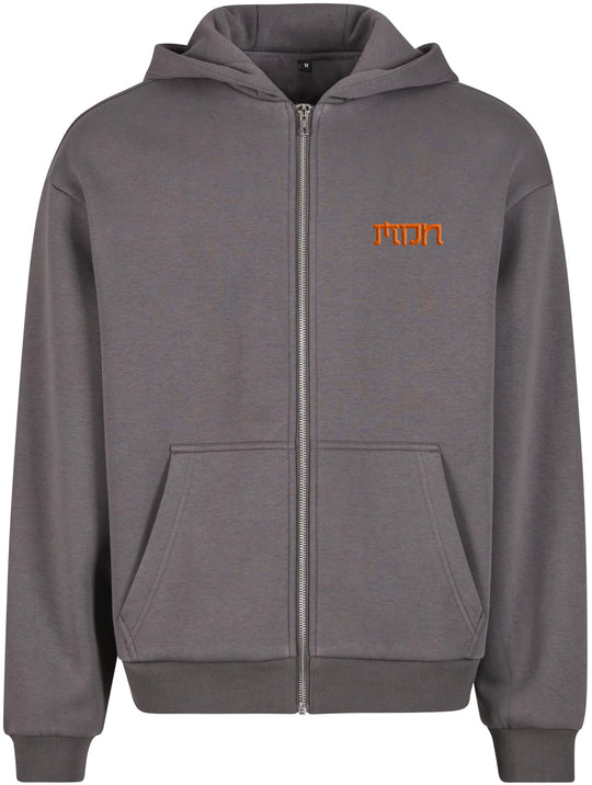  Mdn Felpa Japan Logo Ebroided Zip Hooded Grey Orange Uomo