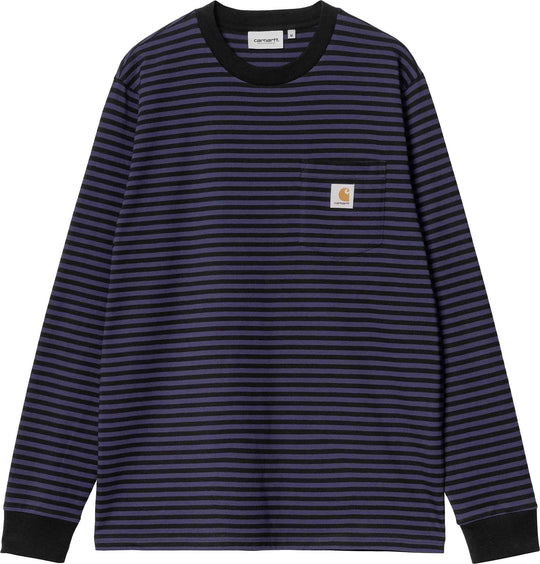  Carhartt Wip T-shirt L/s Verner Pocket Tee Verner Stripe Black Aura Uomo Blackaura