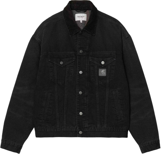  Carhartt Wip Giacca Dayton Trucker Jacket Black Black Stone Canvas Uomo