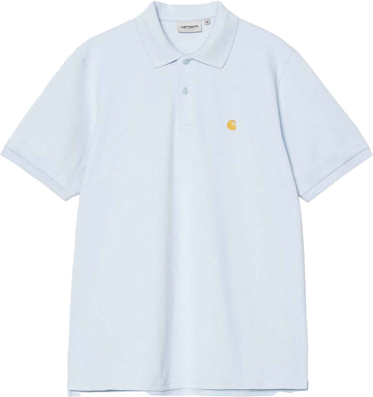  Carhartt Wip Polo Ss Chase Pique Polo Air Sky Gold Uomo