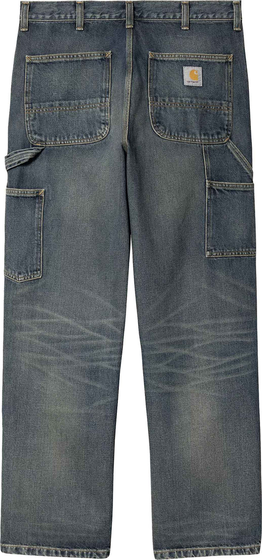  Carhartt Wip Jeans Double Knee Pant Blue Worn Used Wash Uomo Blueworn