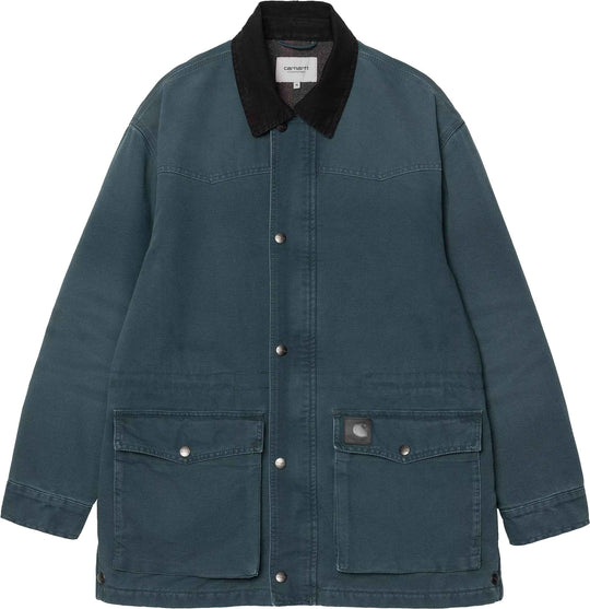  Carhartt Wip Giacca Og Santa Fe Coat Deep Lagon Black Stone Canvas Uomo Deeplagoon