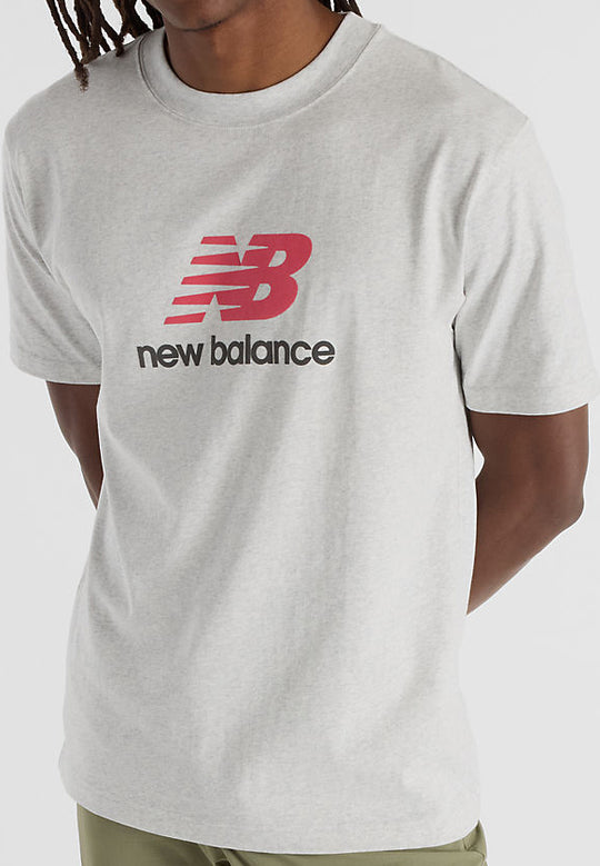  New Balance T-shirt Logo T-shirt Ash Heather Uomo Ashheather