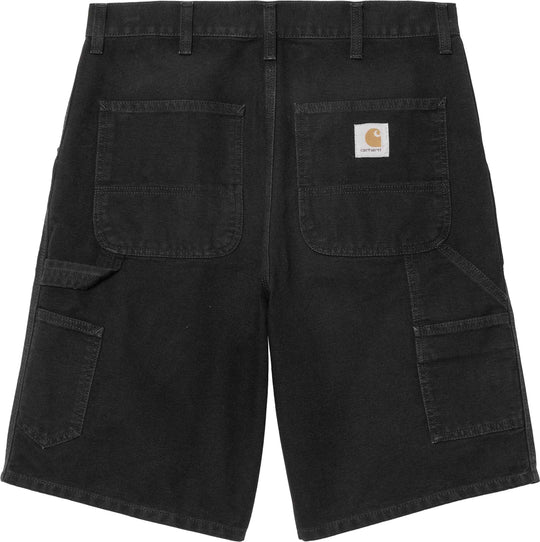  Carhartt Wip Jeans Single Knee Short Black Stone Canvas Uomo Blackstone