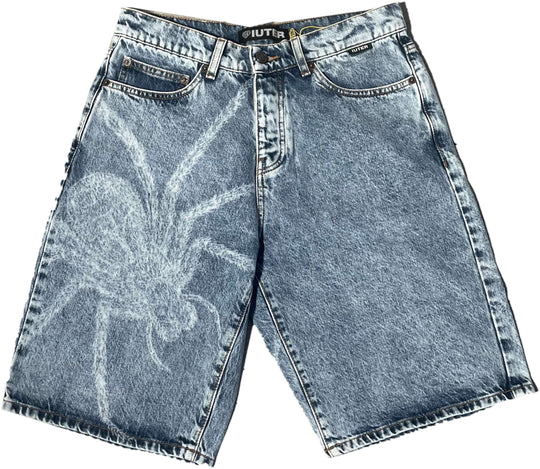  Iuter Shorts Spider Loose Denim Shorts Blue Bleach Uomo Bluebleach
