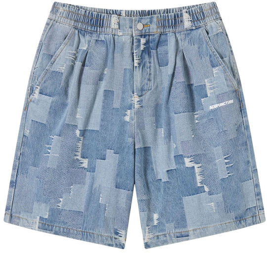  Acupuncture Shorts Patch Work Denim Short Blue Uomo