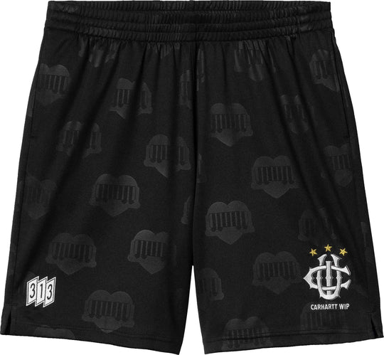  Carhartt Wip Shorts Hartt's Football Short Heart Train Jacquard Black Uomo