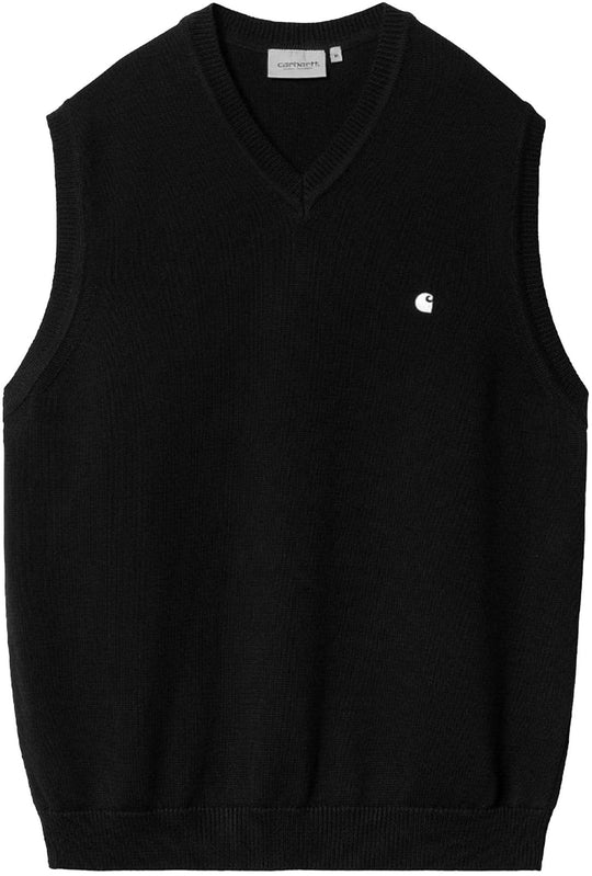  Carhartt Wip Maglione Madison Vest Sweater Black White Uomo