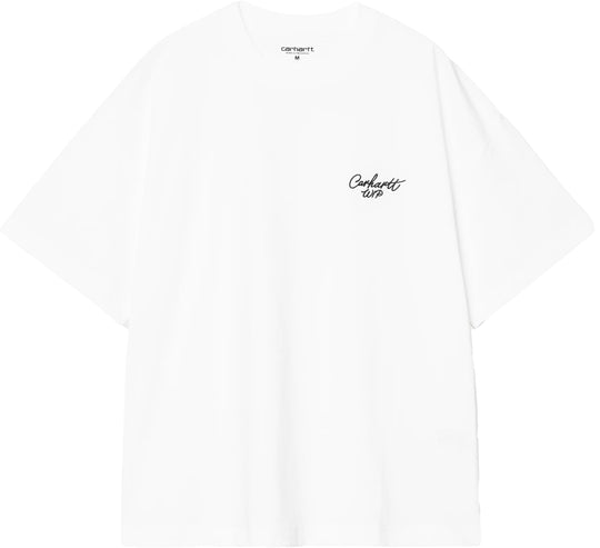  Carhartt Wip T-shirt Ss Signature Script T-shirt White Black Uomo