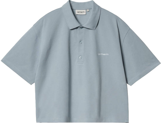  Carhartt Wip Polo W Ss Carhartt Script Polo Frosted Blue Donna Frostedblue
