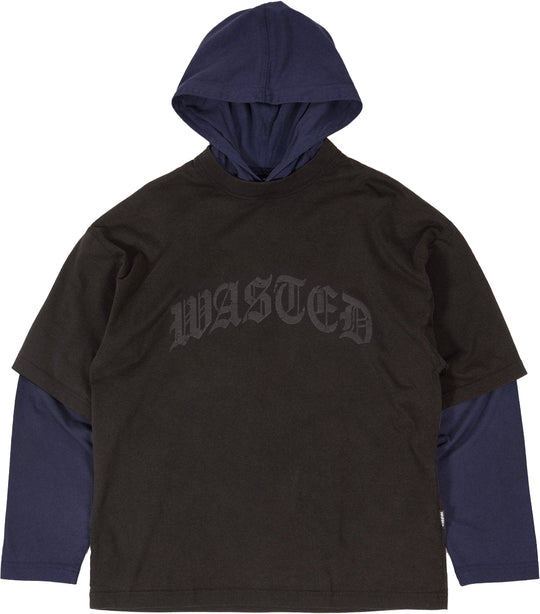  Wasted Paris Felpa Legacy Hood Age Faded Black Faded Blue Uomo Fadedblackfadedblue