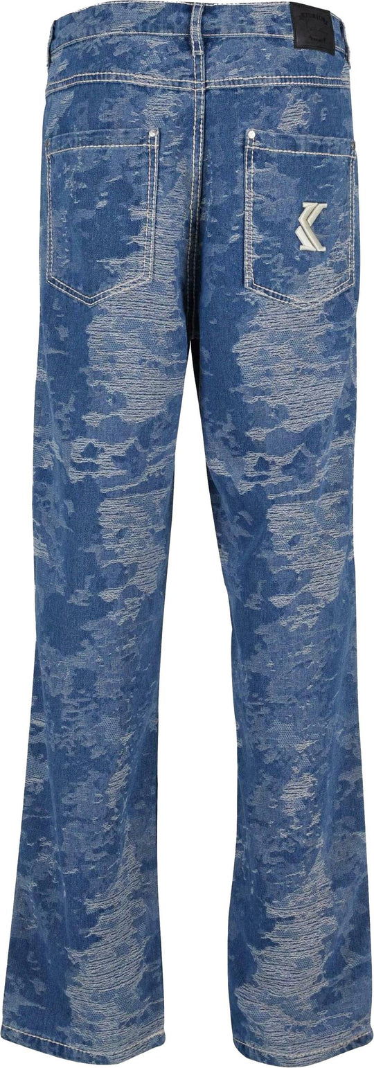  Karl Kani Jeans Og K Distress Camo Five Pocket Denim Medium Blue Uomo Mediumblue
