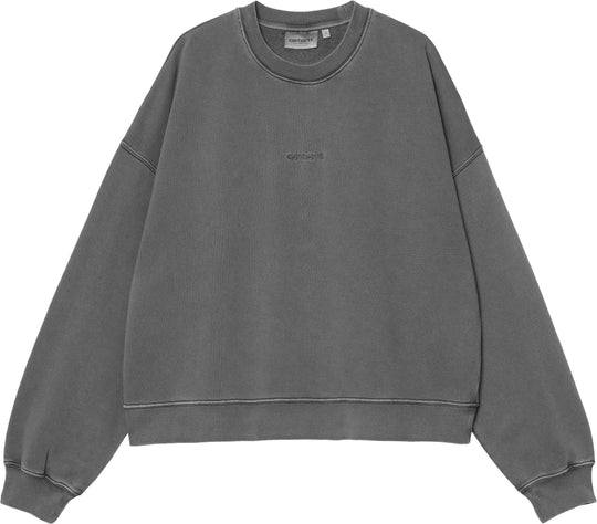  Carhartt Wip Felpa W Benton Sweat Black Garment Dyed Donna Blackgarmentdyed
