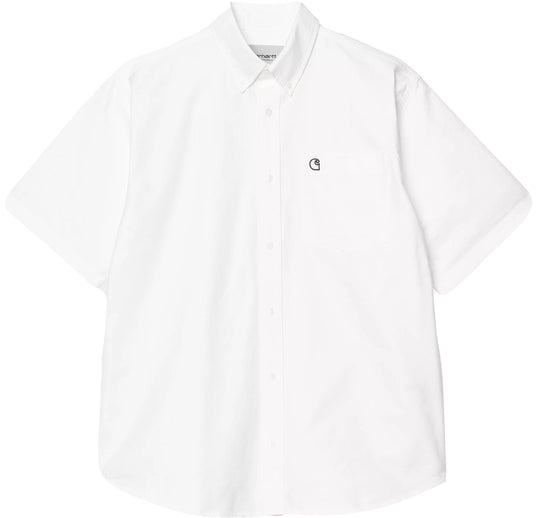  Carhartt Wip Camicia Ss Braxton Shirt White Black Uomo Whiteblack