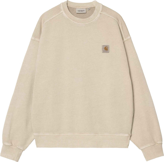  Carhartt Wip Felpa Nelson Sweat Fleur De Sel Garment Dyed Uomo Fluerdeselgarmentdyed
