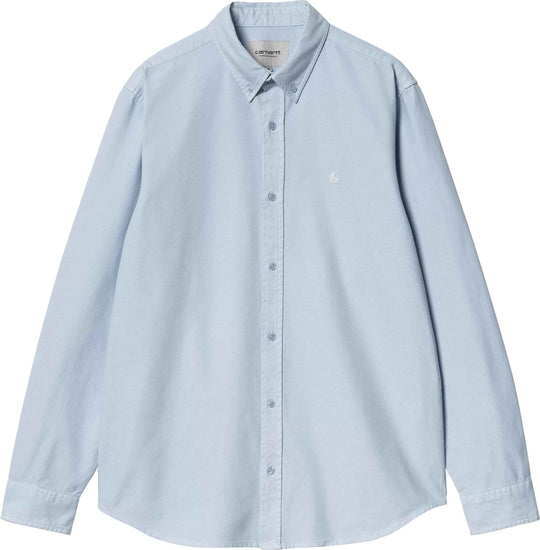  Carhartt Wip Camicia Ls Bolton Shirt Air Sky Garment Dyed Uomo Airskygarmentdyed