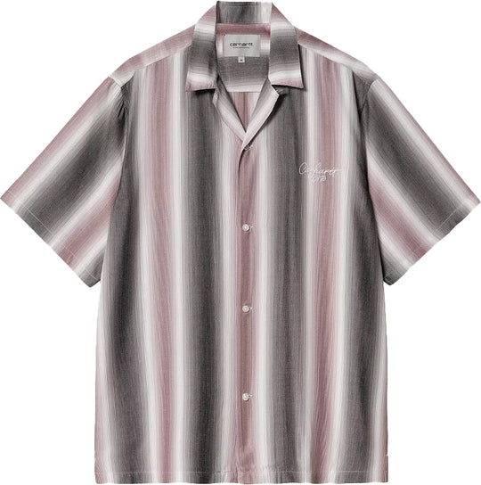  Carhartt Wip Camicia Ss Dashner Shirt Stripe Graphite White Uomo Graphitewhite