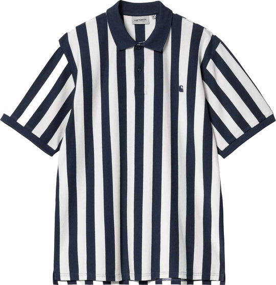  Carhartt Wip Polo Ss Boynton Polo Stripe Jacquard Stripe Ink Uomo Stripejacquardink