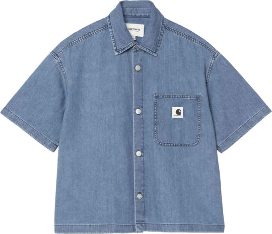  Carhartt Wip Camicia W Ss Lovilla Shirt Blue Stone Washed Donna Bluestonewashed