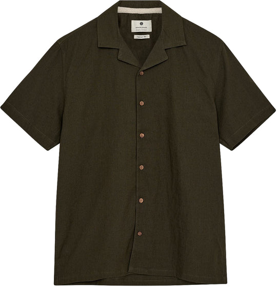  Anerkjendt Camicia Akleo Ss Cotton Linen Shirt Forest Nighr Uomo Forestnight