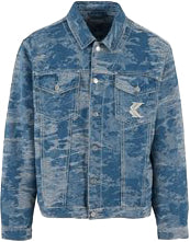  Karl Kani Giacca Og K Distress Camo Os Denim Jacket Medium Blue Uomo Mediumblue