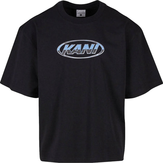  Karl Kani T-shirt Woven Signature Chorme Logo Crop Tee Black Uomo
