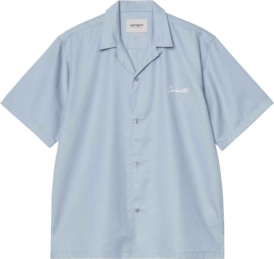  Carhartt Wip Camicia Ss Delray Shirt Frosted Blue White Uomo Frostedbluewhite