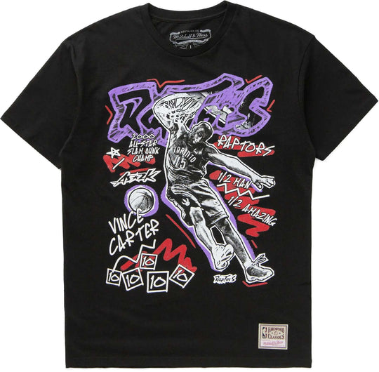  Mitchell & Ness T-shirt Nba Chalcked Up Tee Raptors Vince Carter Toronto Raptors Black Mitchell E Ness Uomo