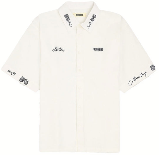  Woodbird Camicia Wb Wang Embroid Shirt Off White Uomo